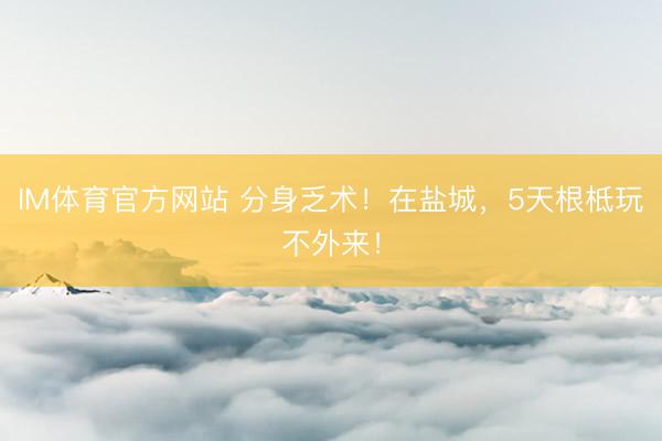 IM体育官方网站 分身乏术！在盐城，5天根柢玩不外来！