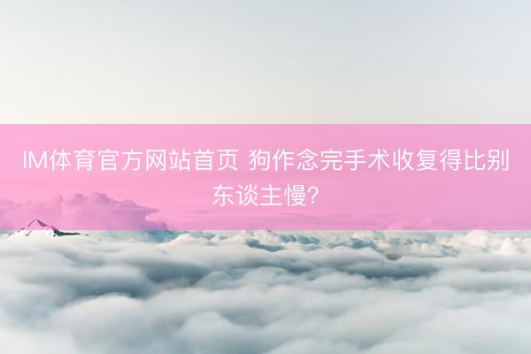 IM体育官方网站首页 狗作念完手术收复得比别东谈主慢？